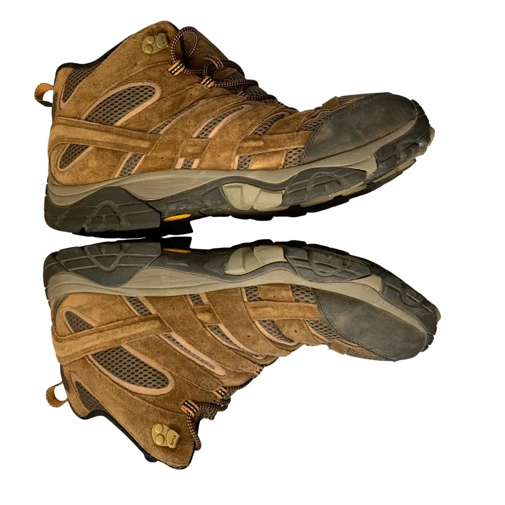 Merrell‎ Moab 2 Mid Hiking Boots Mens 14 Brown Suede Vibram J06057M Earth EUC
